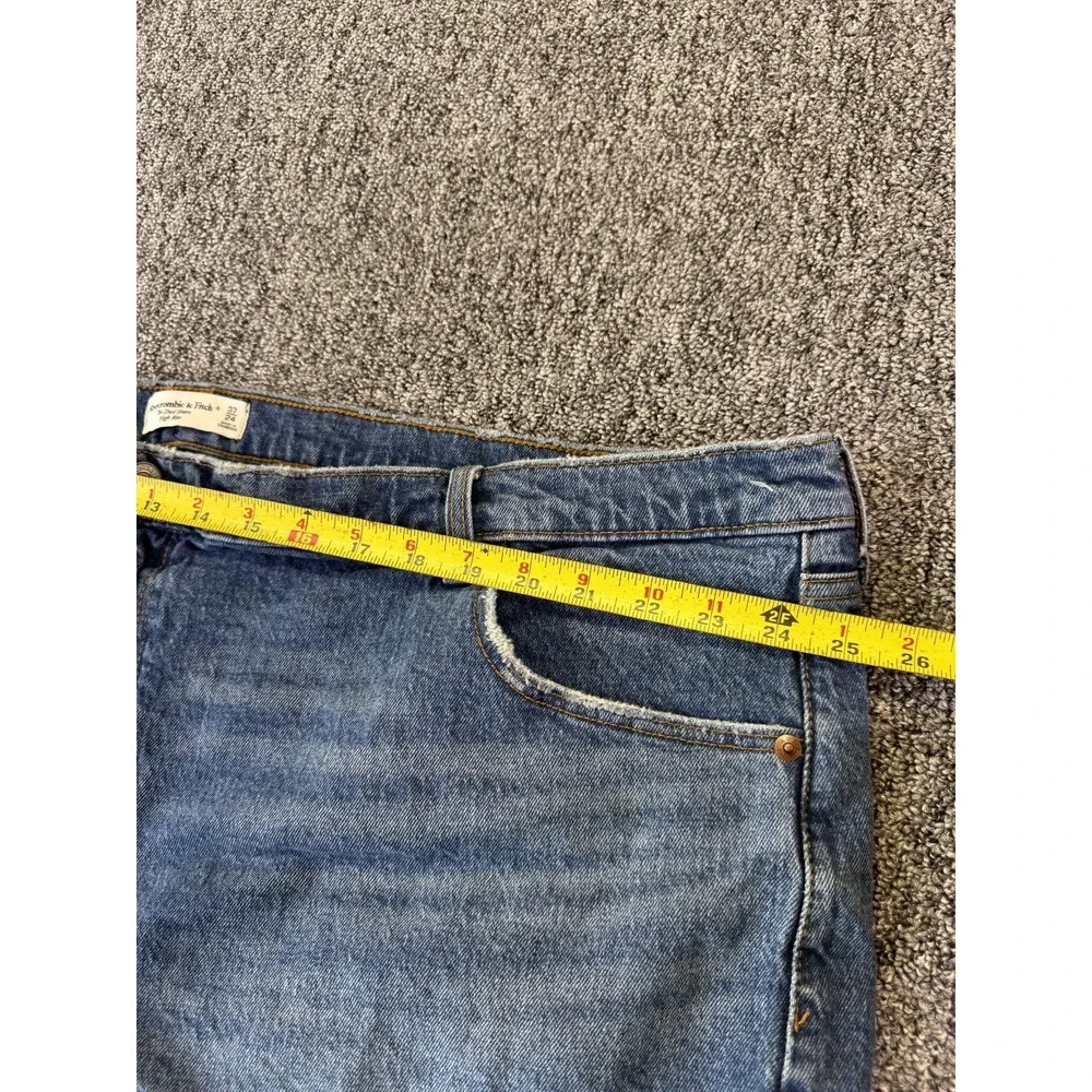 Abercrombie & Fitch The Dad Shorts Womens 24/37 Blue Denim Whiskering Raw Hem